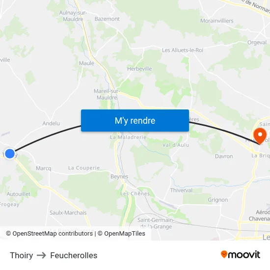 Thoiry to Feucherolles map