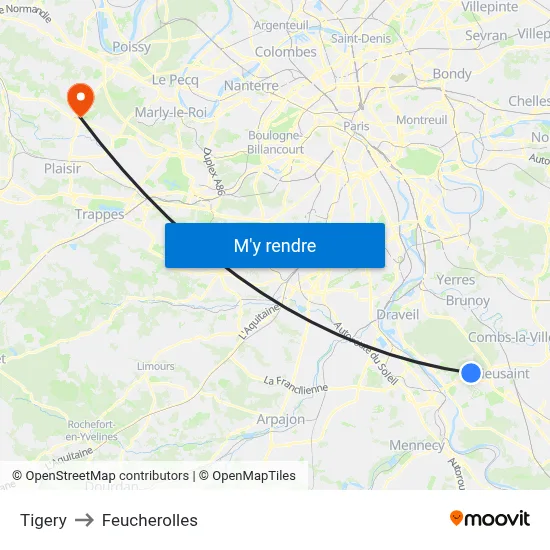 Tigery to Feucherolles map