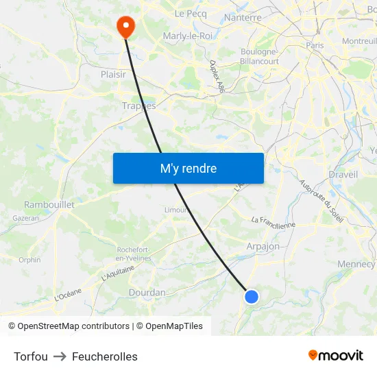 Torfou to Feucherolles map