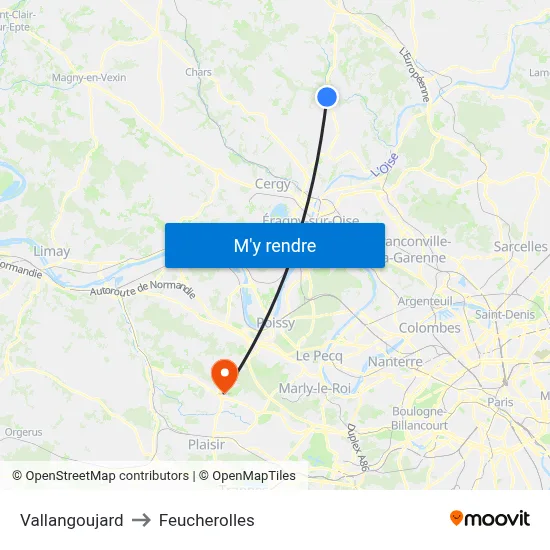 Vallangoujard to Feucherolles map