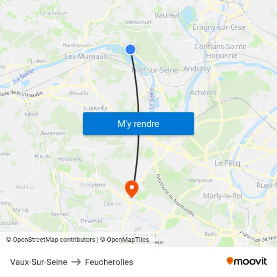 Vaux-Sur-Seine to Feucherolles map