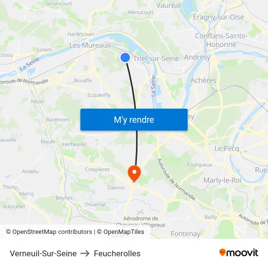 Verneuil-Sur-Seine to Feucherolles map