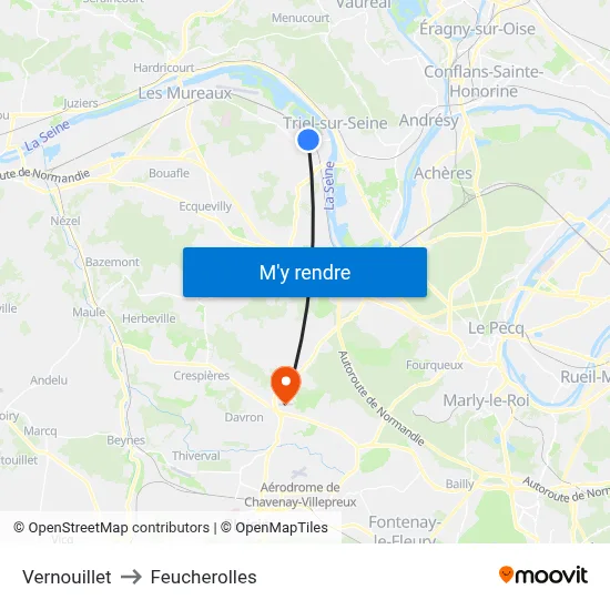 Vernouillet to Feucherolles map