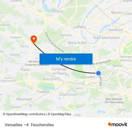 Versailles to Feucherolles map