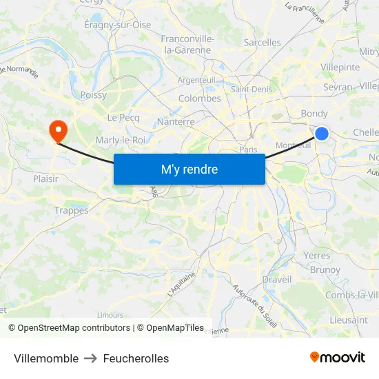 Villemomble to Feucherolles map