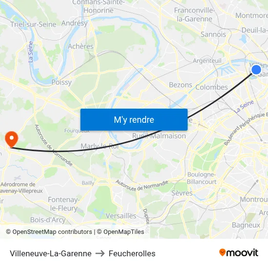 Villeneuve-La-Garenne to Feucherolles map