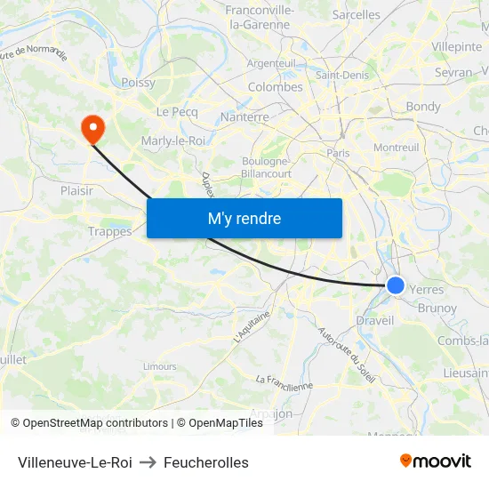 Villeneuve-Le-Roi to Feucherolles map