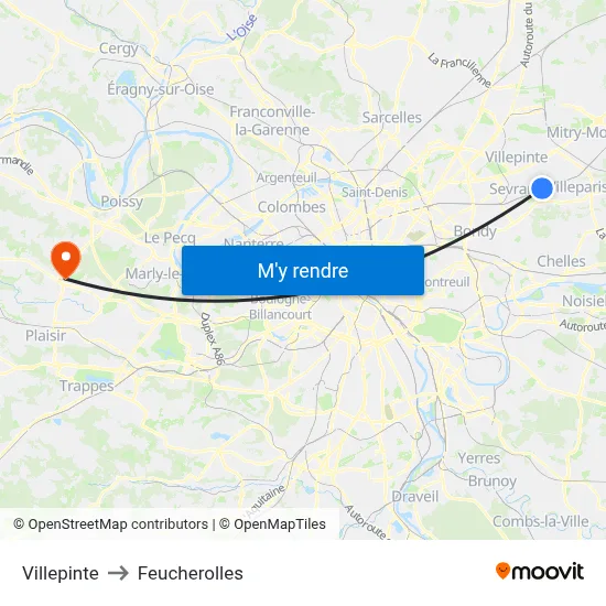 Villepinte to Feucherolles map