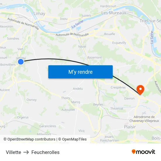 Villette to Feucherolles map