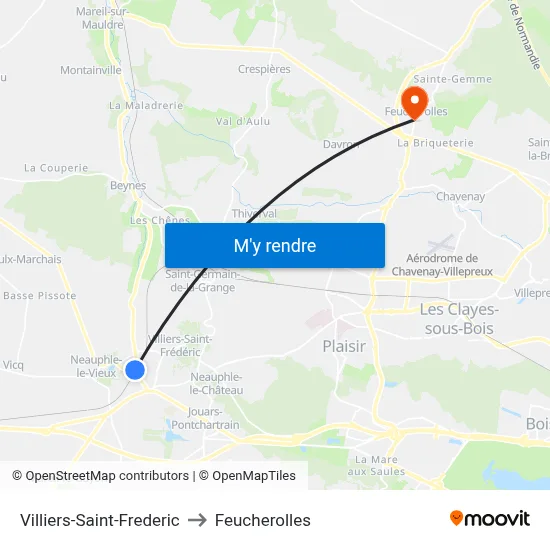 Villiers-Saint-Frederic to Feucherolles map