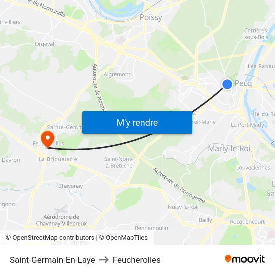 Saint-Germain-En-Laye to Feucherolles map