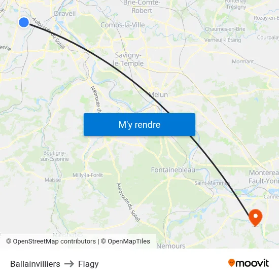 Ballainvilliers to Flagy map