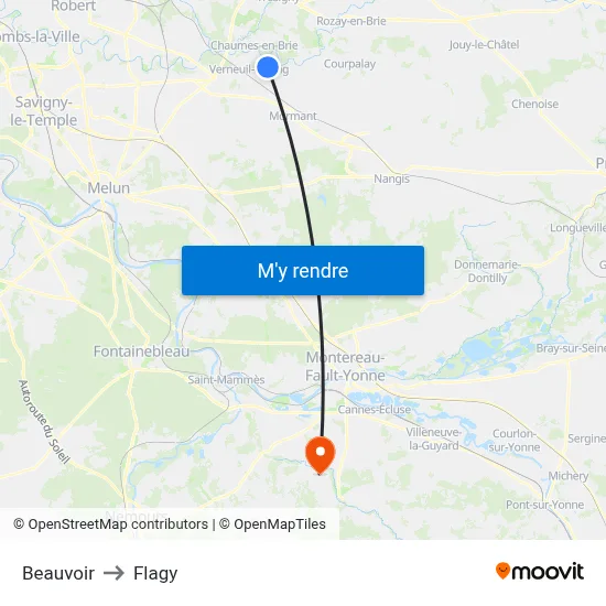 Beauvoir to Flagy map