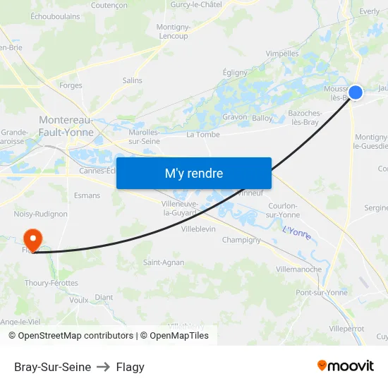 Bray-Sur-Seine to Flagy map