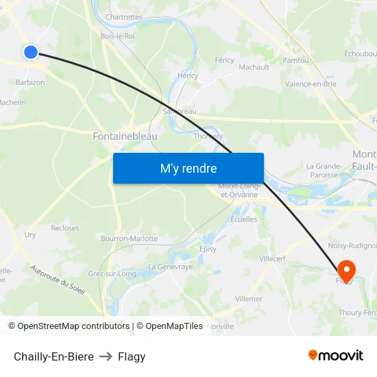 Chailly-En-Biere to Flagy map