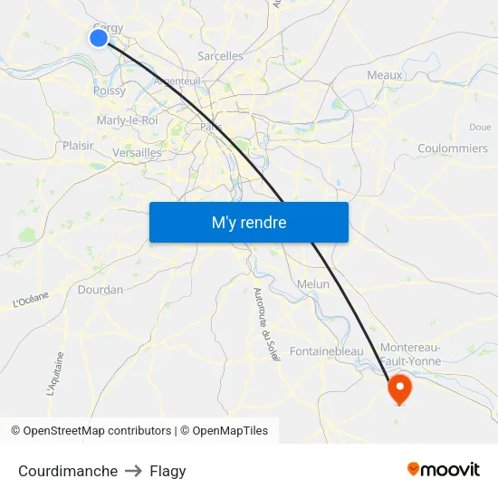 Courdimanche to Flagy map
