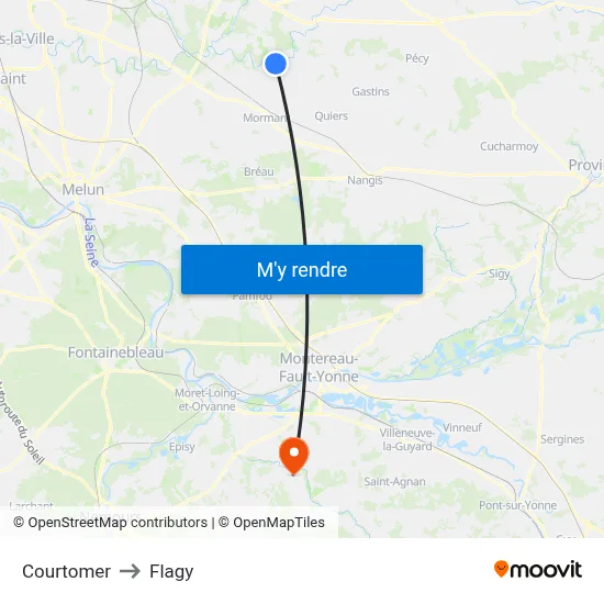 Courtomer to Flagy map