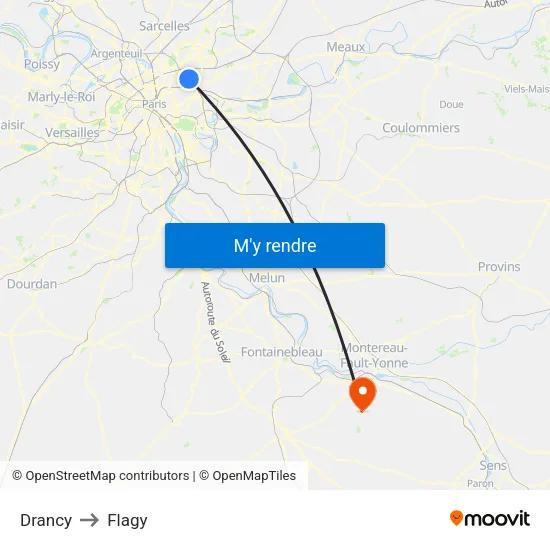 Drancy to Flagy map