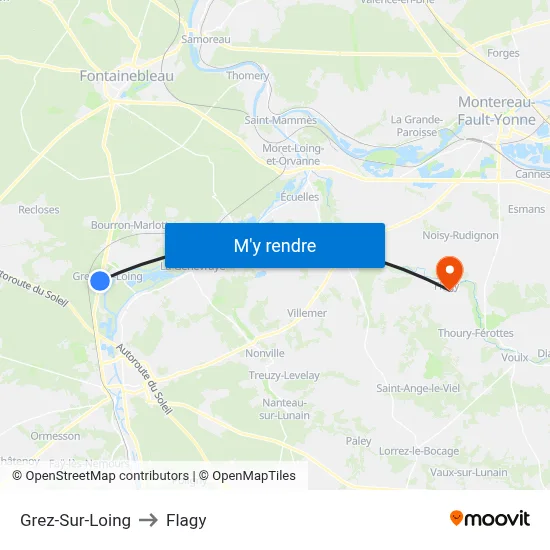 Grez-Sur-Loing to Flagy map