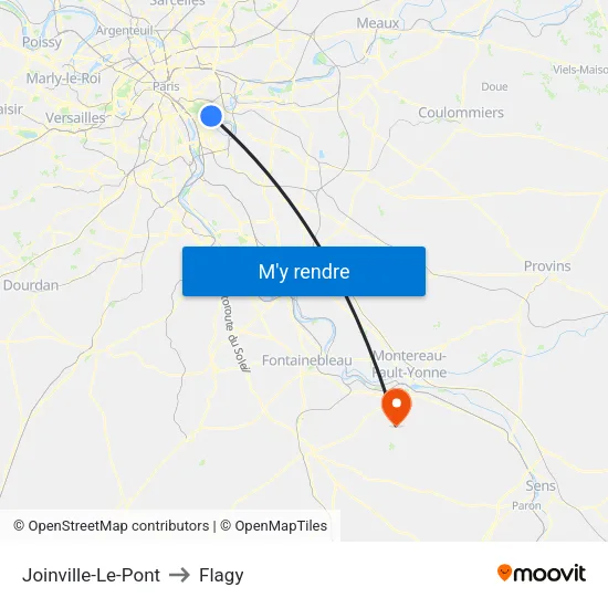 Joinville-Le-Pont to Flagy map