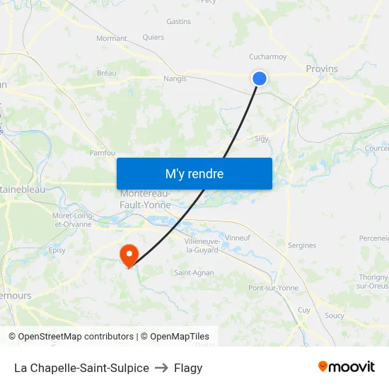 La Chapelle-Saint-Sulpice to Flagy map