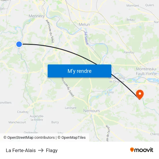 La Ferte-Alais to Flagy map