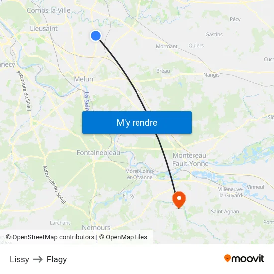 Lissy to Flagy map