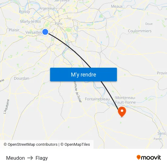 Meudon to Flagy map