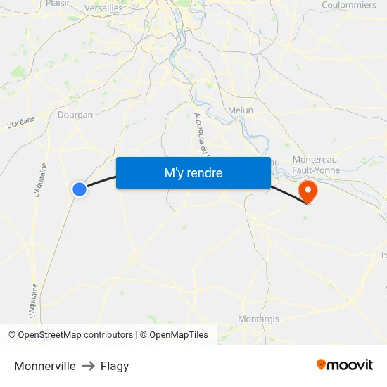 Monnerville to Flagy map