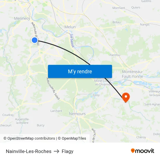 Nainville-Les-Roches to Flagy map