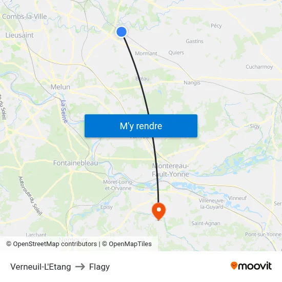 Verneuil-L'Etang to Flagy map