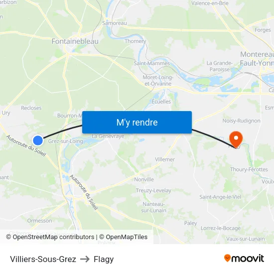 Villiers-Sous-Grez to Flagy map