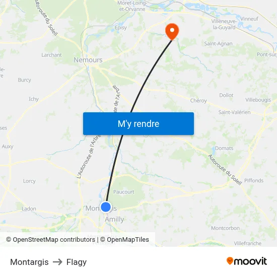 Montargis to Flagy map