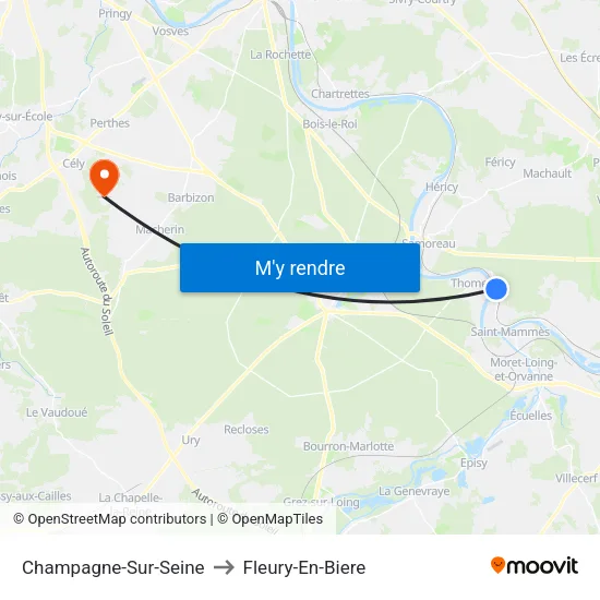 Champagne-Sur-Seine to Fleury-En-Biere map
