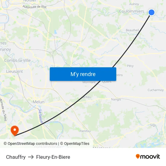 Chauffry to Fleury-En-Biere map