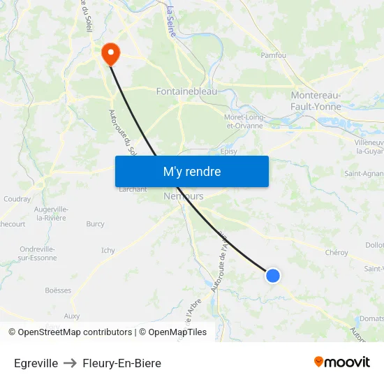 Egreville to Fleury-En-Biere map