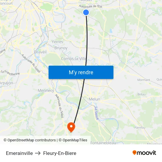 Emerainville to Fleury-En-Biere map