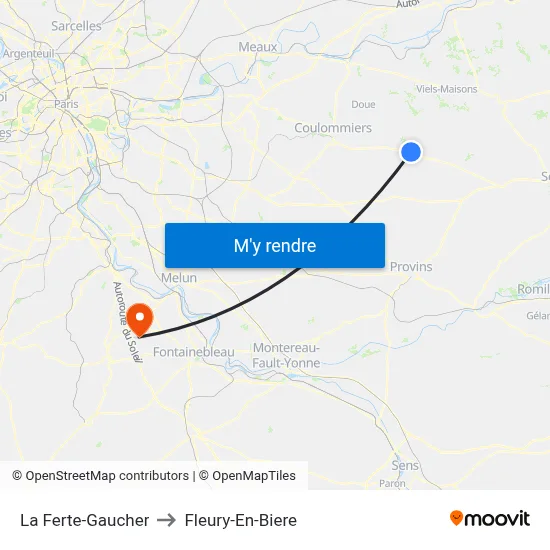 La Ferte-Gaucher to Fleury-En-Biere map