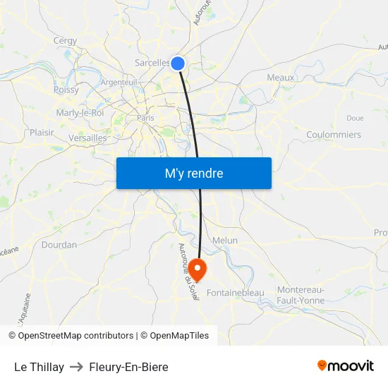 Le Thillay to Fleury-En-Biere map