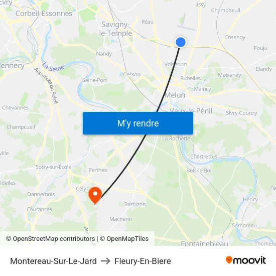 Montereau-Sur-Le-Jard to Fleury-En-Biere map
