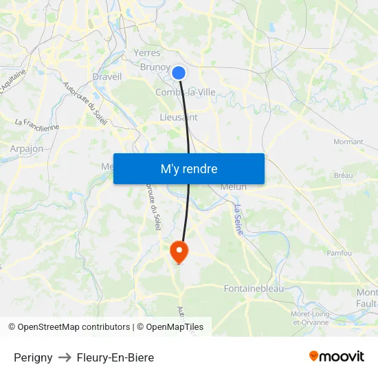 Perigny to Fleury-En-Biere map