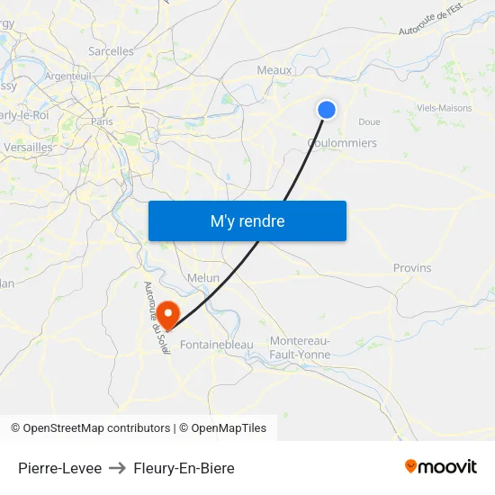 Pierre-Levee to Fleury-En-Biere map