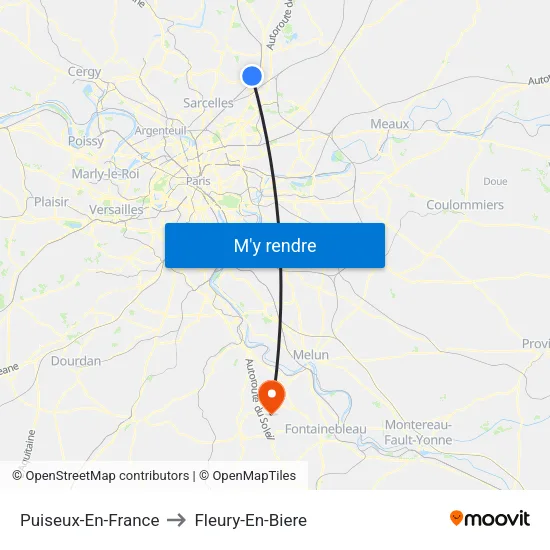 Puiseux-En-France to Fleury-En-Biere map