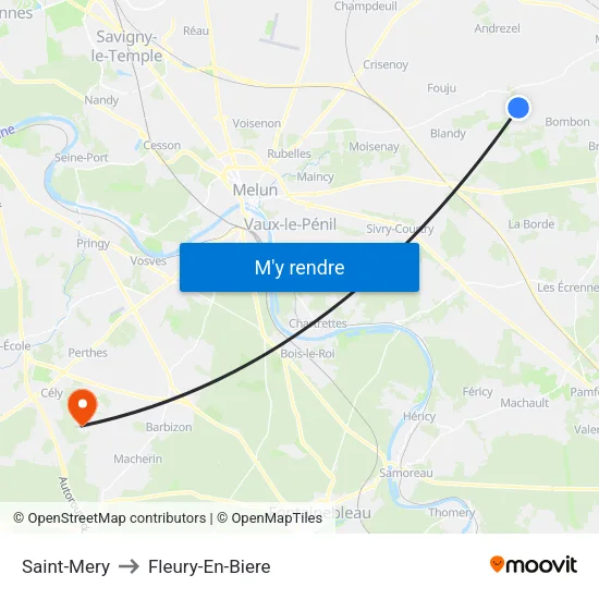Saint-Mery to Fleury-En-Biere map
