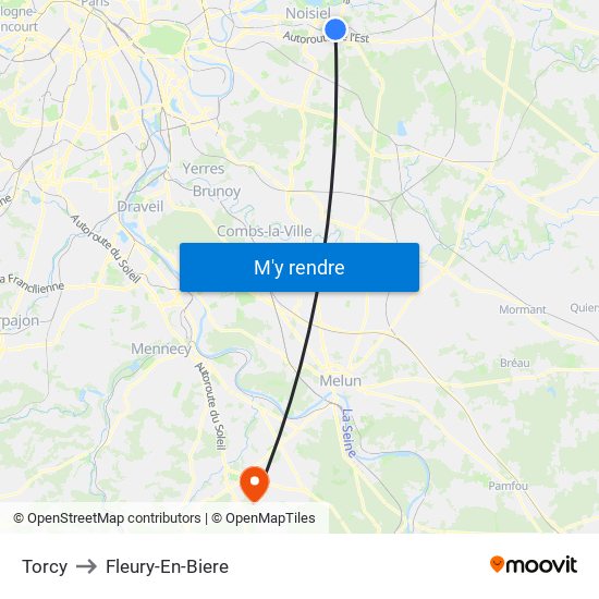 Torcy to Fleury-En-Biere map