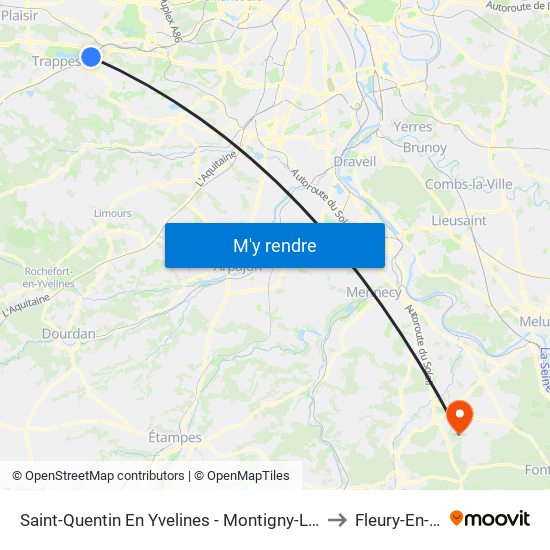 Saint-Quentin En Yvelines - Montigny-Le-Bretonneux to Fleury-En-Biere map