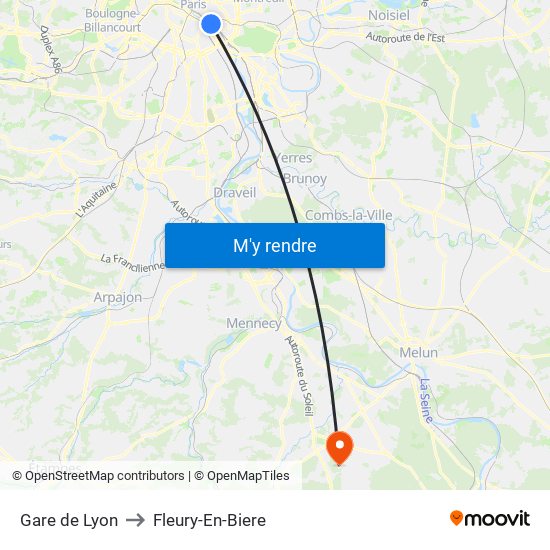 Gare de Lyon to Fleury-En-Biere map