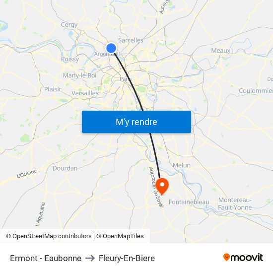 Ermont - Eaubonne to Fleury-En-Biere map