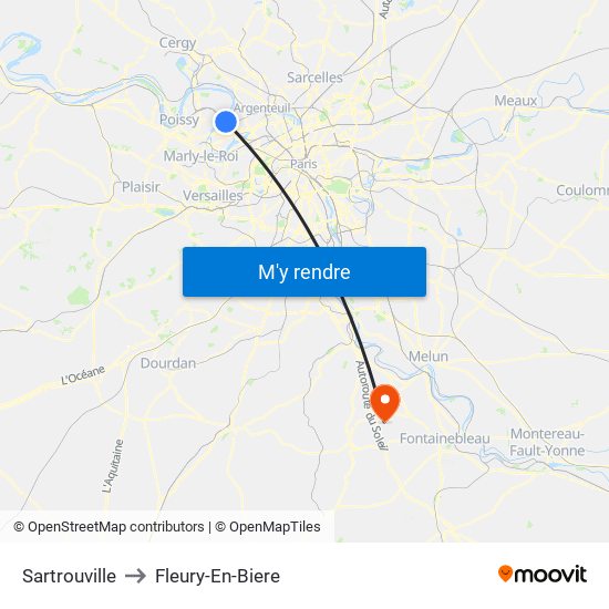 Sartrouville to Fleury-En-Biere map