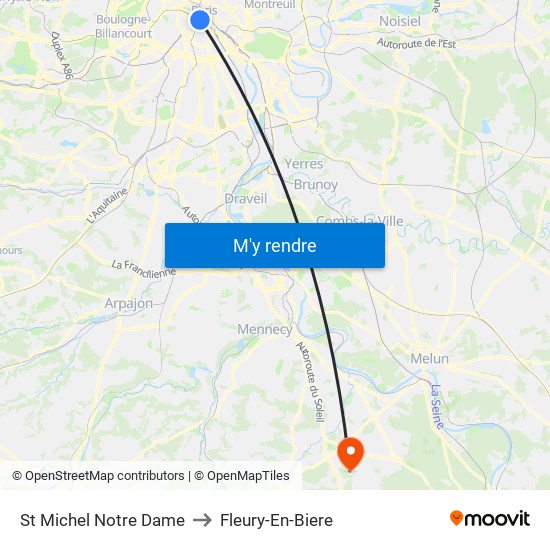 St Michel Notre Dame to Fleury-En-Biere map